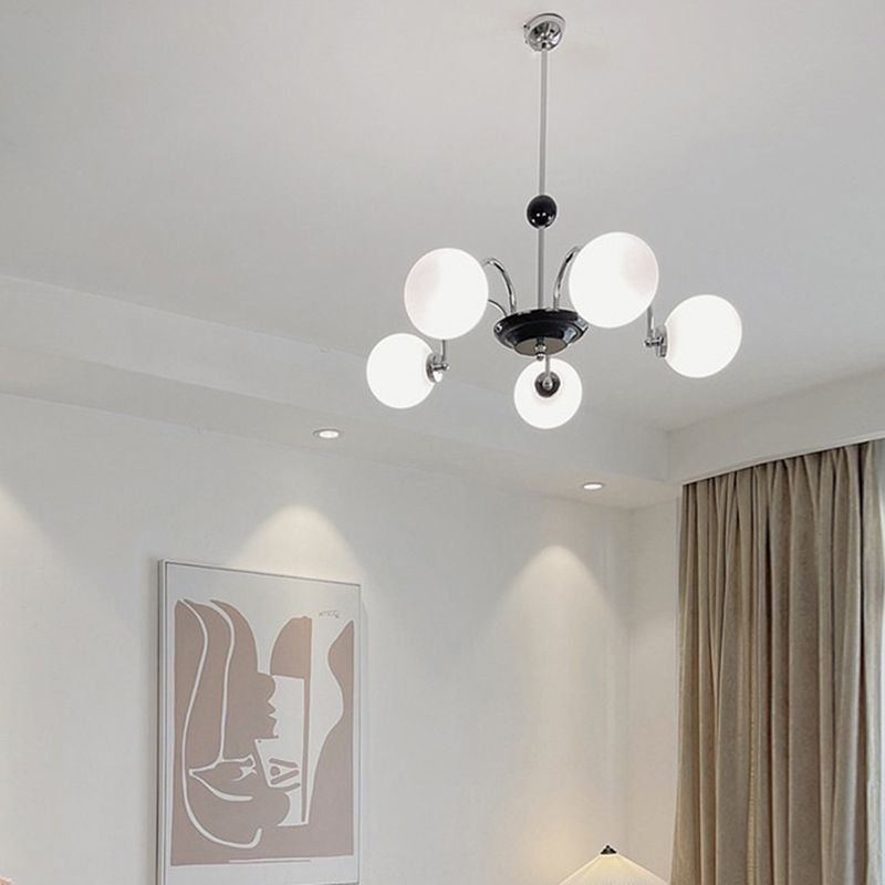 Contemporary Style Spherical Shape Chandelier Lights Glass Chandelier Lighting in Silver