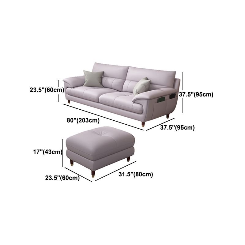 Contemporary Genuine Leather Stain-Resistant Sectional Couch with Storage