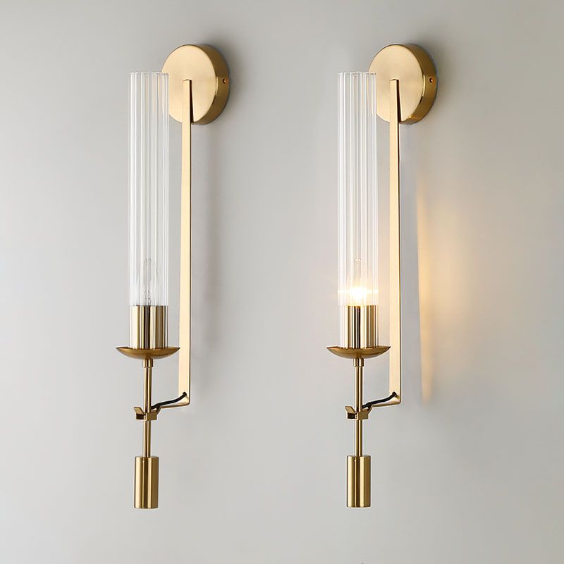 Contemporary Armed Wall Mounted Light Fixture 1-Light Glass Sconce Light for Bedroom