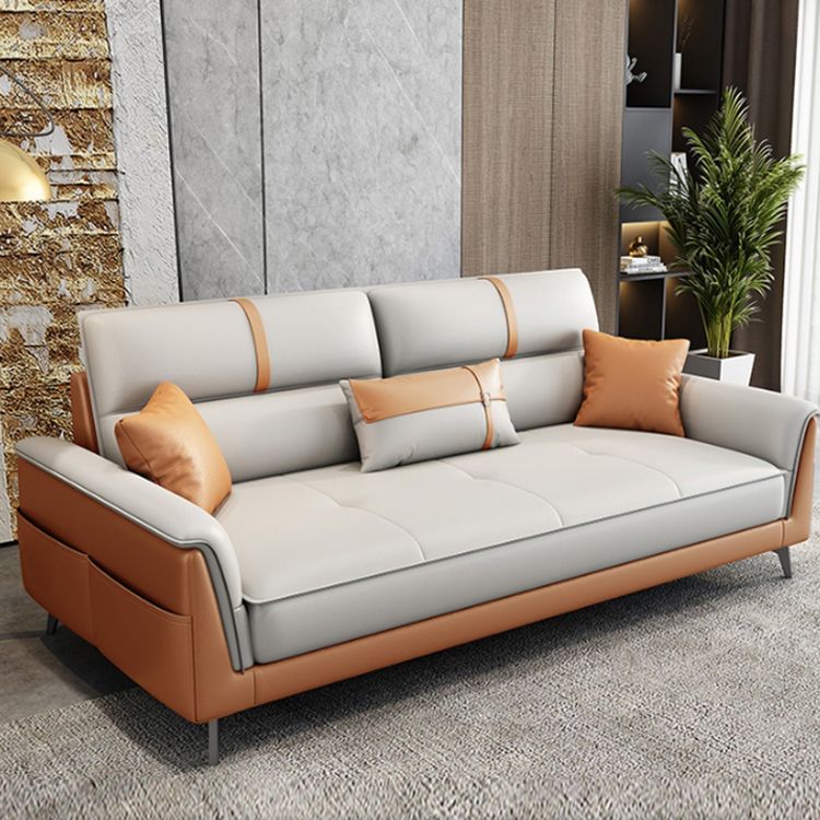 Pillow Top Arm Sofa 35.43" High Faux Leather Sofa for Living Room