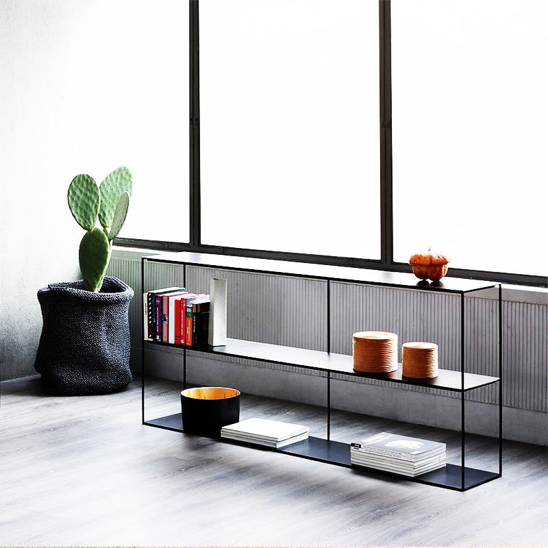 Horizontal Metal Bookcase Modern Style Open Back Bookshelf with Shelves