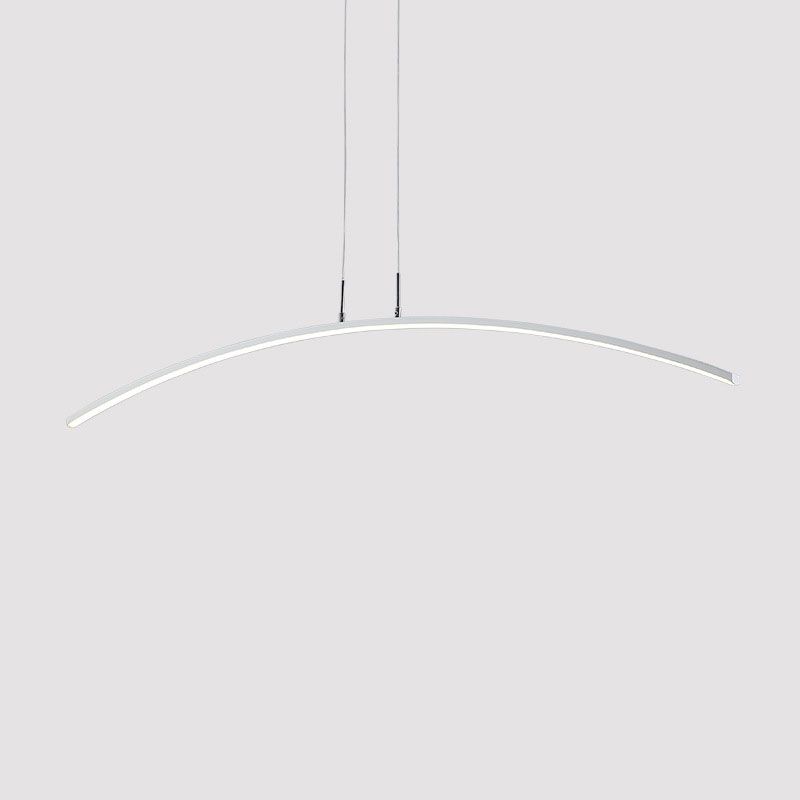 Simple Curved Island Light Fixture Metal Dining Room LED Island Pendant Light