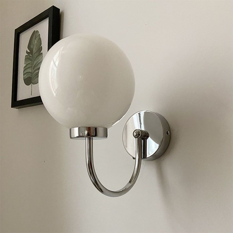 Contemporary 1-Light Wall Sconce Spherical Glass Wall Mounted Light for Living Room