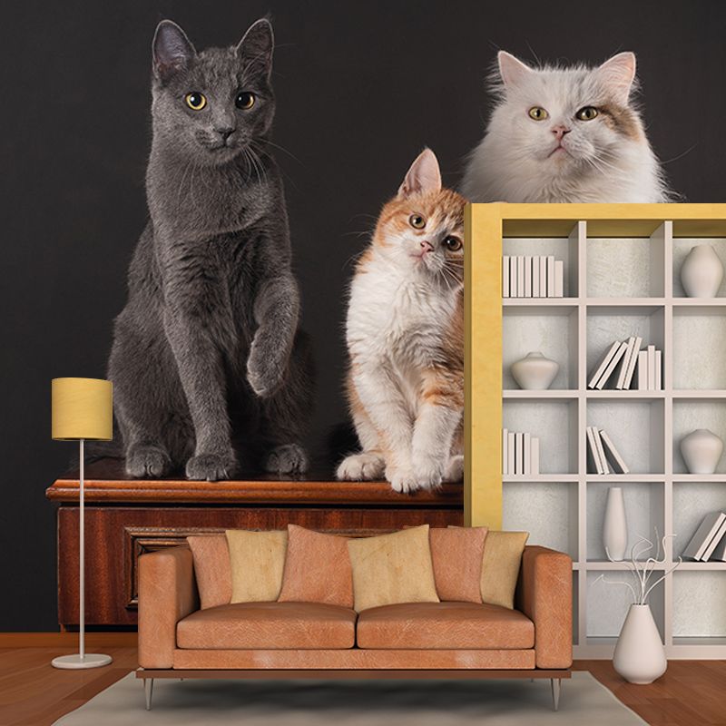 Eco-friendly Wall Mural Wallpaper Cute Cats Photography Sitting Room Wall Mural
