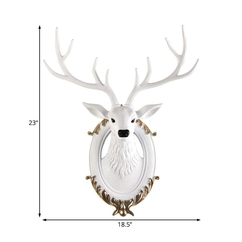 Hars Deer Head SCONCE Licht land 16 "/18.5" W LED LEDE ROOM MULT MADE LAMP IN ZWART/WIT/WOOD