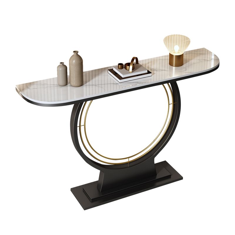 Modern Half Moon Console Accent Table Antique Finish Console Sofa Table