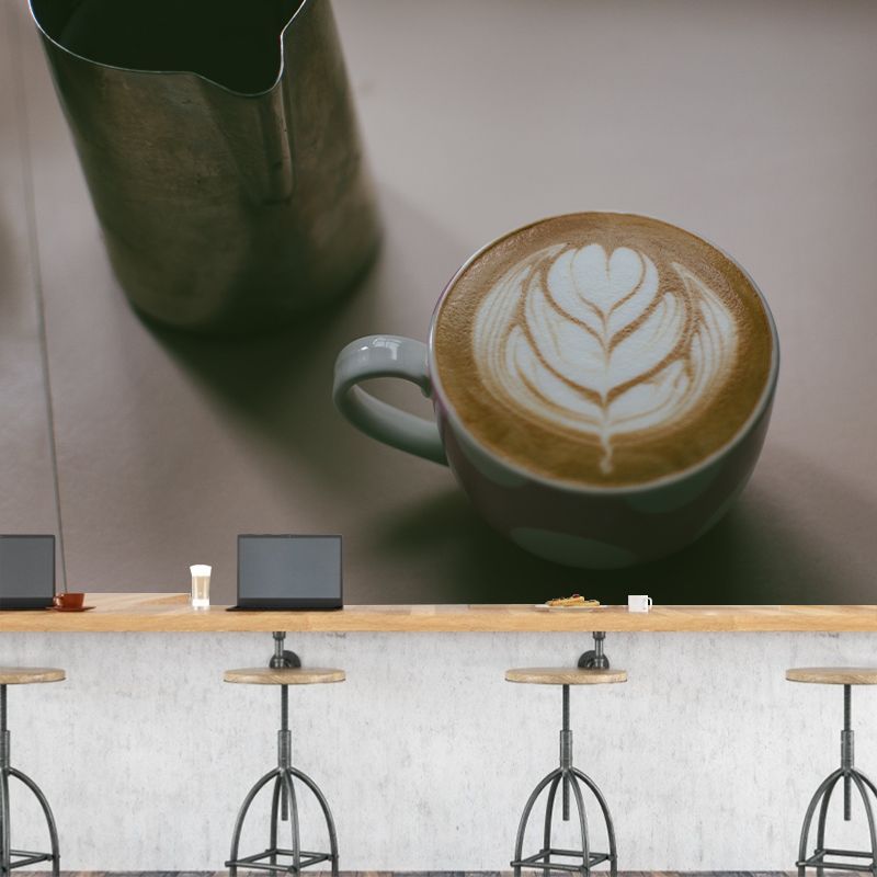 Aromatic Coffee Mural Photography Contemporary Wall Covering for Coffee Shop