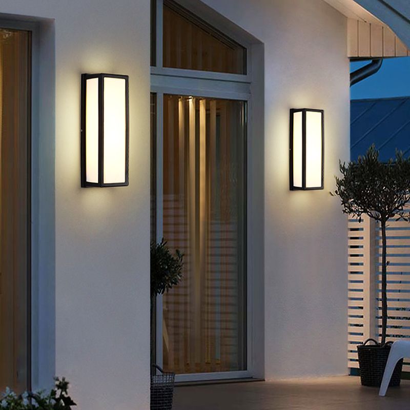 Modern LED Metal Wall Sconce Rectangle Shape Wall Light with Acrylic Shade for Courtyard