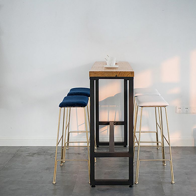 Glam Metal Stool Upholstered Counter Stool in Matte Finish for Indoor