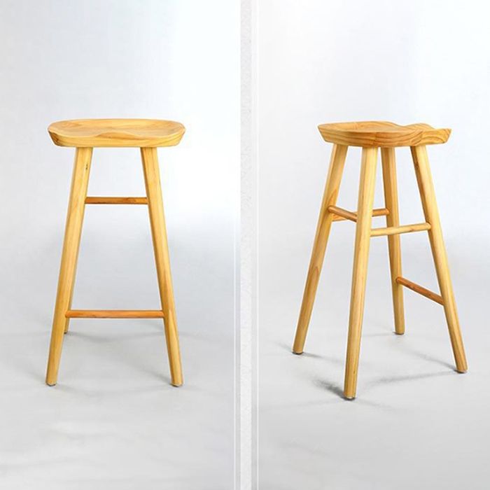 Restaurant Modern Solid Wood Barstool Wood 4 Legs Bar Stool with Pedal