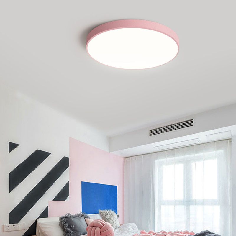 Lampada da soffitto rotonda moderna Macaroon Acrilico 1 Luce LED Flush Mount per camera da letto