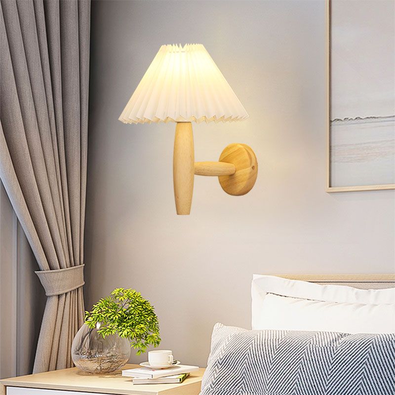 Modern Style Flared Wall Mounted Lamps Wood 1 Light Wall Mounted Light Fixture