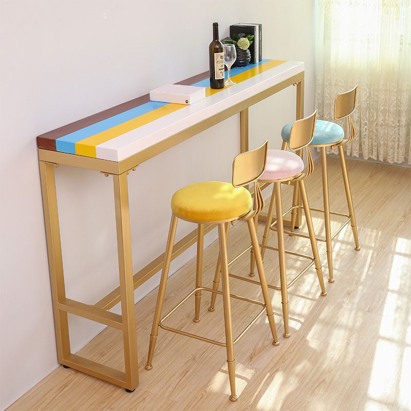 Nordic Armless Backrest Counter Stool Iron Dining Room Bar Stool with Pedal