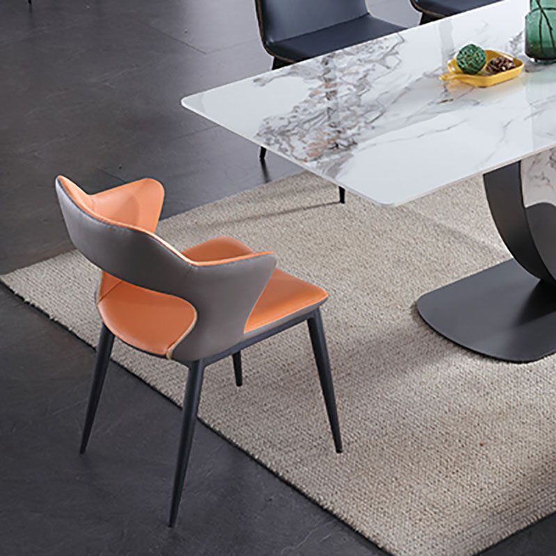 Faux Leather Side Chair Industrial Style Arm Open Back Side Chair