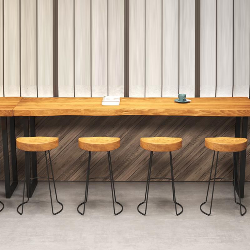 Industrial Rectangle Bar Table Set 1/5 Pieces Natural Colour Wood Counter Table