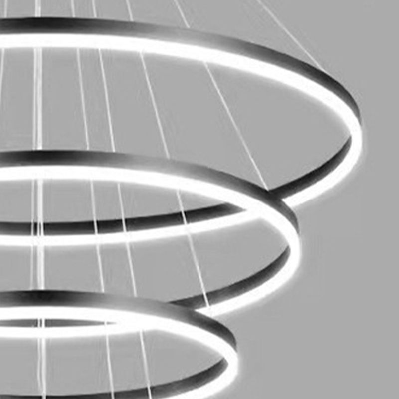 Multi-Head Chandelier Lighting Fixtures Modern Ring Hanging Chandelier with White Acrylic Shade