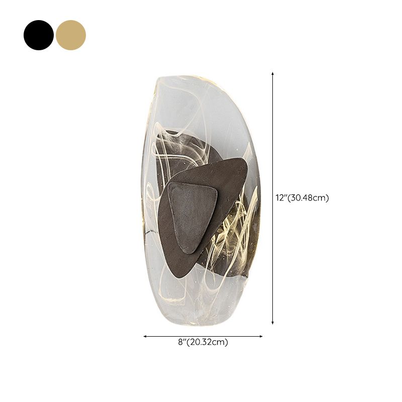 Metal Modern Wall Sconce Geometric Shape Wall Light with Glass Shade for Living Room