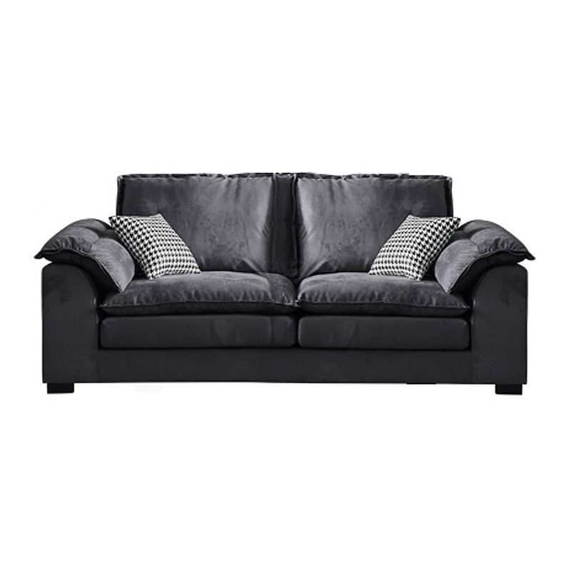 Fabric Pillow Top Arm Sectional 29.53"High Cushion Back Sofa, Black