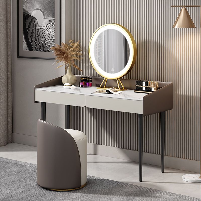 29.52 " Height 2-Drawer Makeup Table Modern Slate Top Vanity Stool