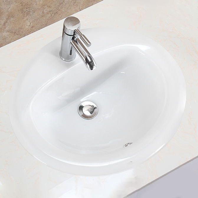 Oval Undermount Bathroom Sink Porcelain Shut-Off Valve Included Bathroom Sink