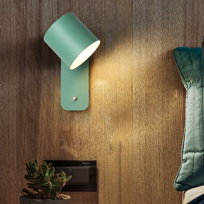 Metal Sconce Light Fixtures Green/White/Gray Wall Mounted Lights for Bedroom