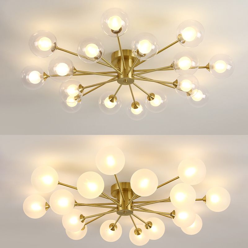 Glass Bubbles Semi-Flush Ceiling Light Nordic Style Semi Flush Mount Ceiling Light