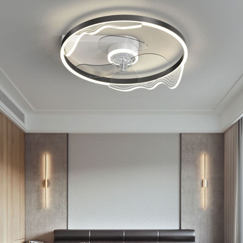 Simplicity LED Ceiling Fan Lamp Bedroom Semi Flush Mount Light Fixture