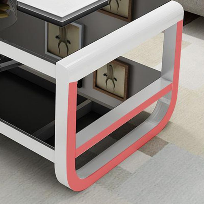 Sled Coffee Table with Shelf Rectangular 1 Single Coffee Table