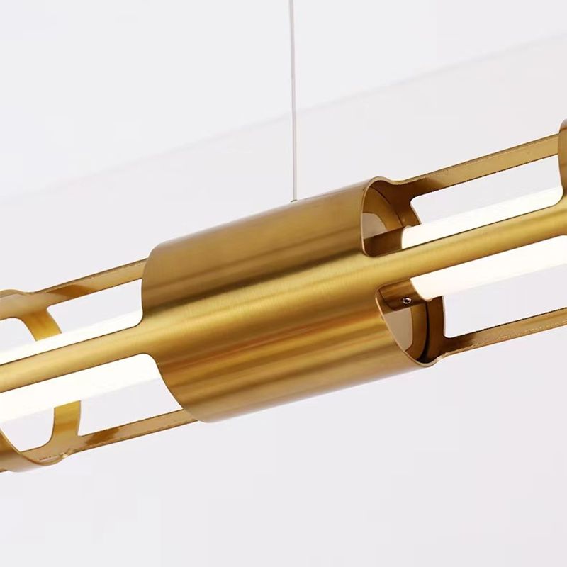 Modern Metal LED Pendant Light Linear Shape Island Lamp with Acrylic Shade for Living Room