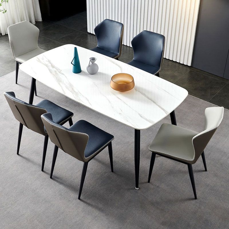 Industrial Style Wingback Armless Chair for Home Faux Leather Dining Chairs