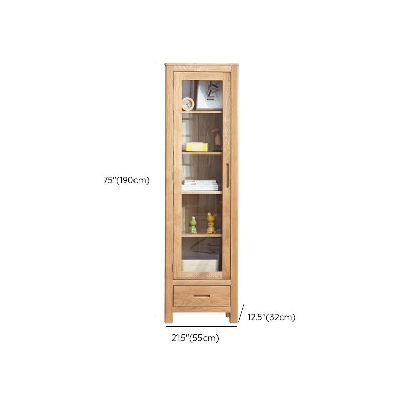 Solid Wood Display Cabinet Modern Style Glass Door with Adjustable Shelf