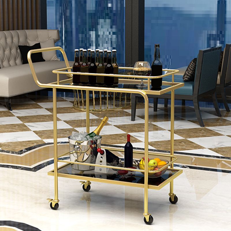 Contemporary 31.5"H Prep Table Rectangular Metal Rolling Prep Table for Dining Room