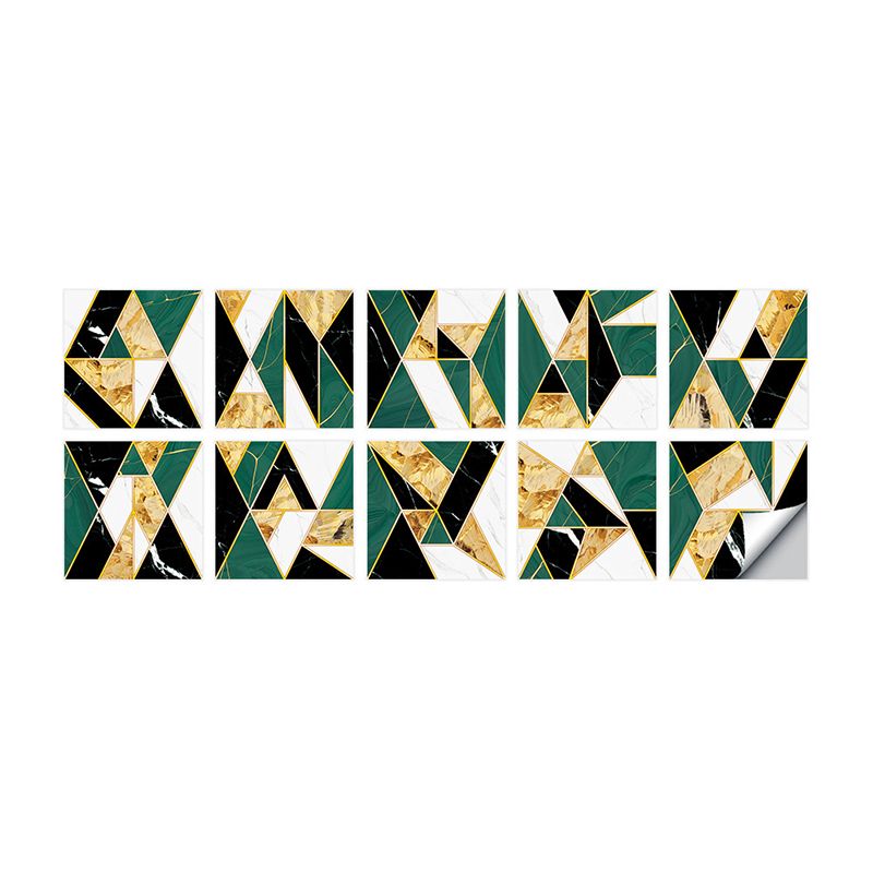 Mid Century Triangle Mosaic Wallpapers Blue and Black Peel and Stick Wall Decor for Living Room