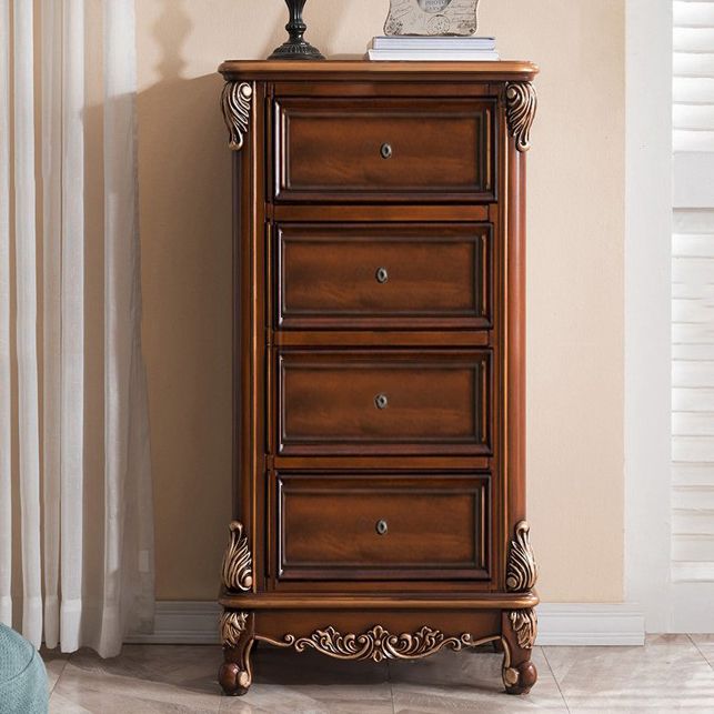 Traditional Wooden Storage Chest Bedroom Vertical Chest with Drawers