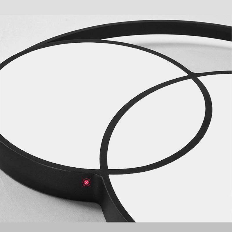 Black Interlocking Circles Design LED Ceiling Light Simplicity Modern Aluminum Lighting Fixture with Acrylic Shade
