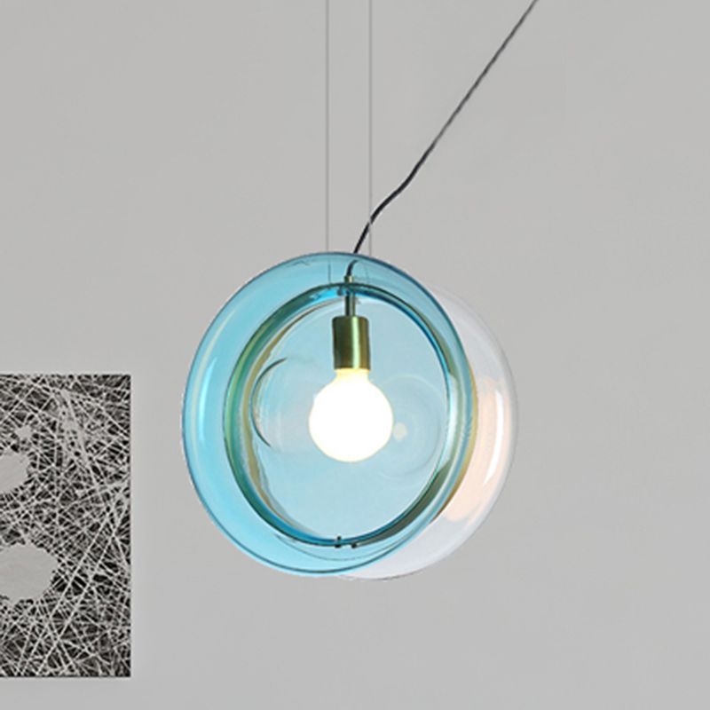 Corridor Orbit Hotel Suspension Glass Light Single Head Pendant Lampe avec bague en laiton