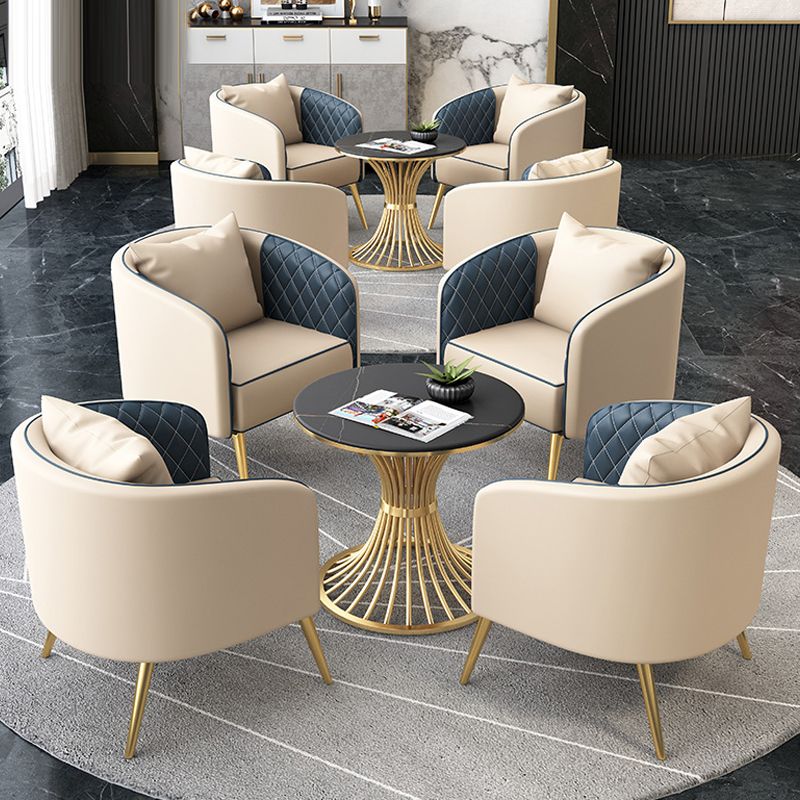 1/5 Pcs Metal Glam Style Dining Room Set with Round Table and Pedestal Base Dining Set