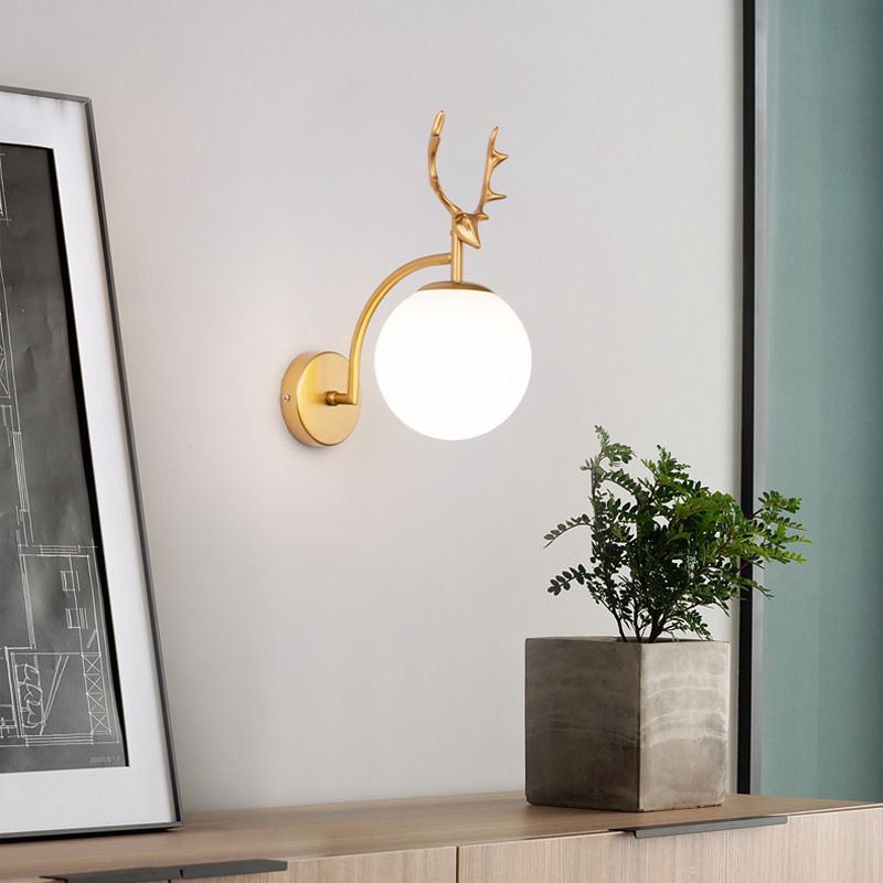 Metal Glass Wall Sconce 1 Blub Wall Mounted Light Fixture for Study Room