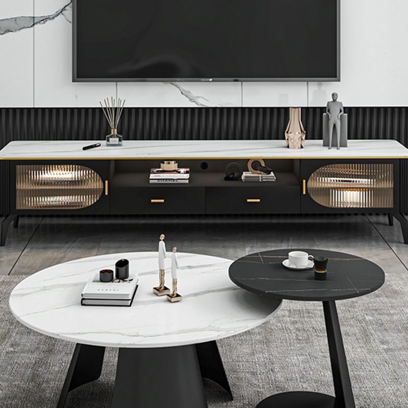 White Round Coffee Table Slate Coffee Table Set with Black Legs