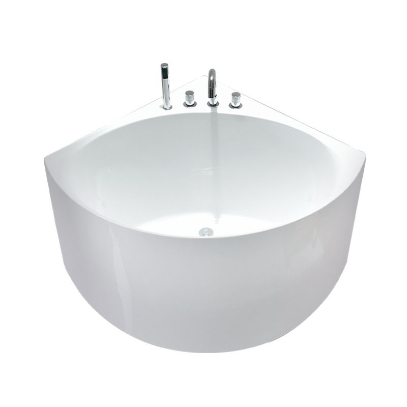 Modern Acrylic Corner Bath 24.8-inch Tall Soaking White Bathtub