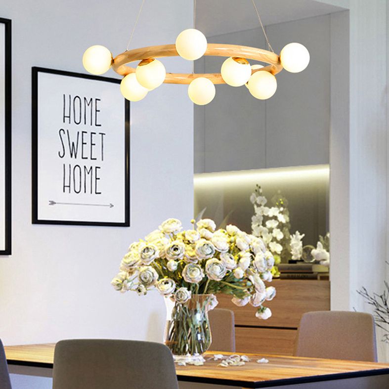 Lampada del lampadario contemporaneo a golf lampada a sospensione in legno per soggiorno
