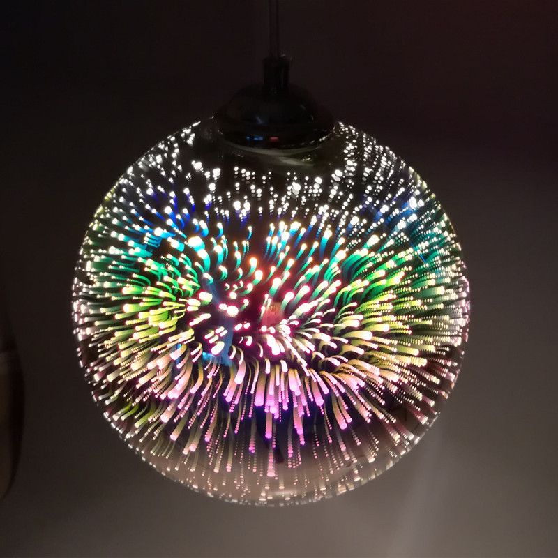 1 pellicule pendentif en verre clair Louteurs de feux d'artifice 3D modernes suspendus suspendus pour salle à manger