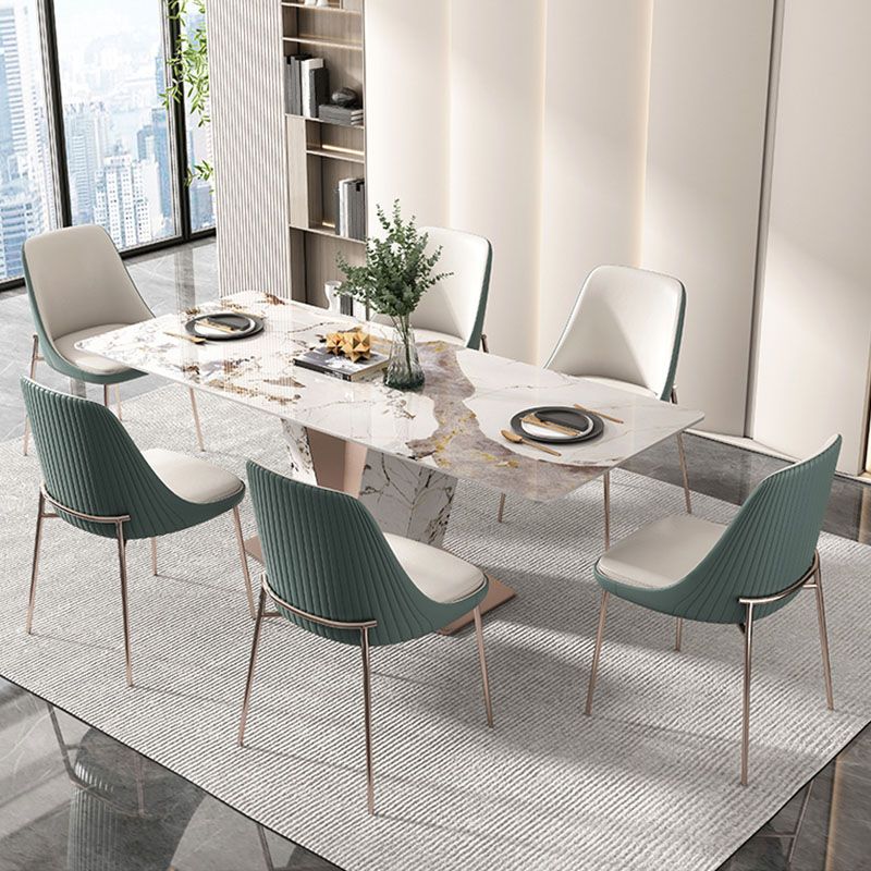 Glam Side Chair Metal Solid Back Dining Room Chair for Indoor