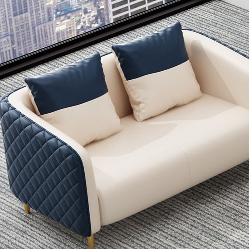 Leather Tuxedo Arm Sofa Contemporary Tight Back Sofa with Pillow