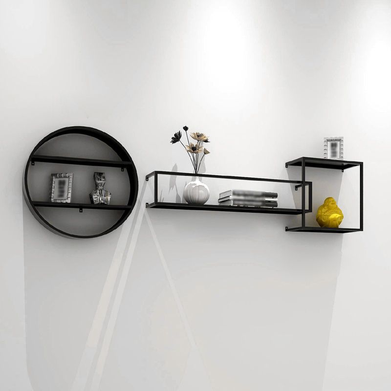 Black Industrial Wall Mounted Bookshelf Iron Bookshelf for Living Room