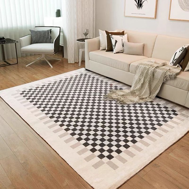 Simplicity Area Rug Lattice Pattern Simple Rug Polyester Non-Slip Area Rug
