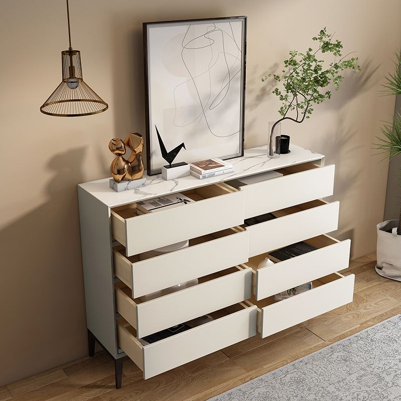 Stone and Steel Dining Server Modern 8 Drawers Buffet for Living Room