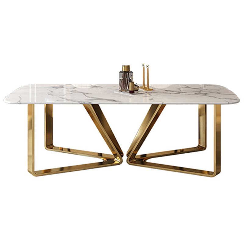 Traditional Luxury Metal Base Table Rectangle Dinner Table for Home