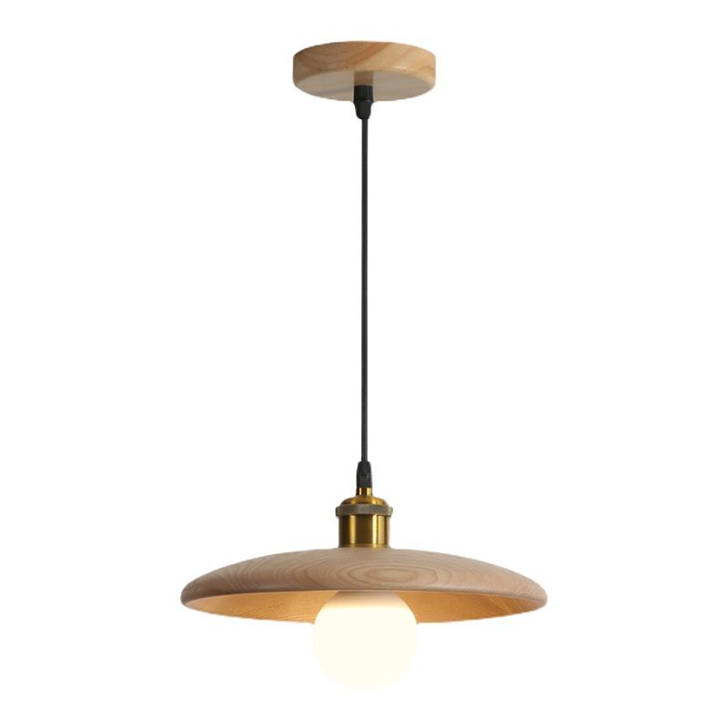Sala da pranzo a forma di piattino in legno in legno di illuminazione 1 lampadina minimalista sospesa