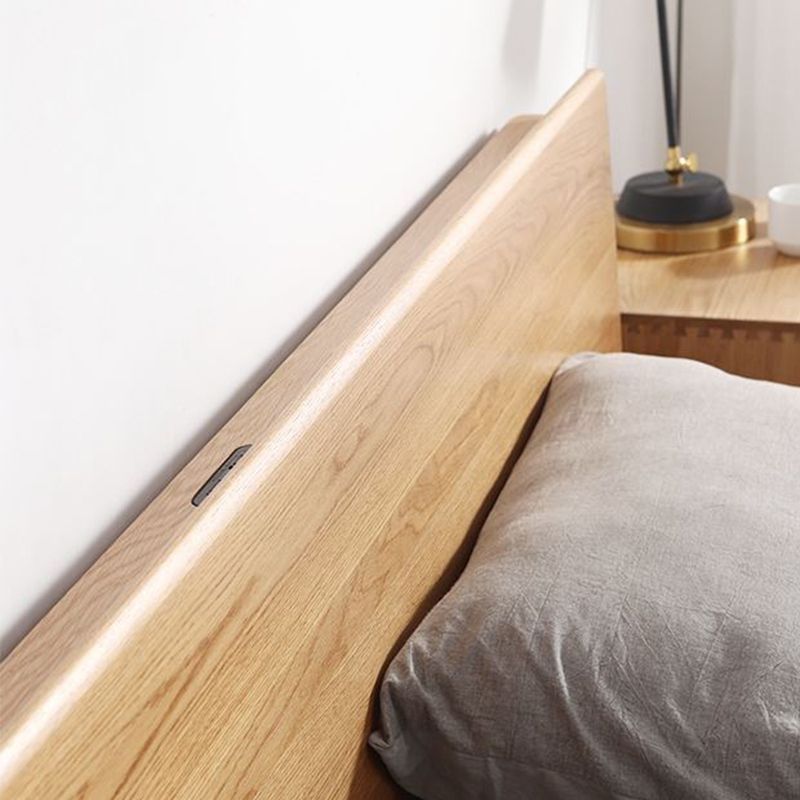 84.26 inch Wide Bed Frame Solid Wood Standard Bed with Headboard